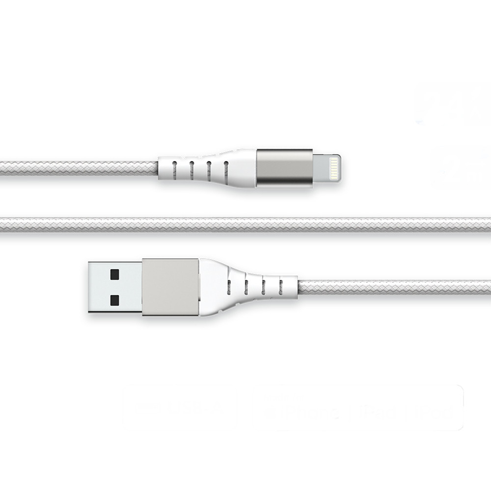 BIG BEN FPLIAMFI2MRW, 2 m, Lightning, USB A, Mâle, Mâle, Blanc