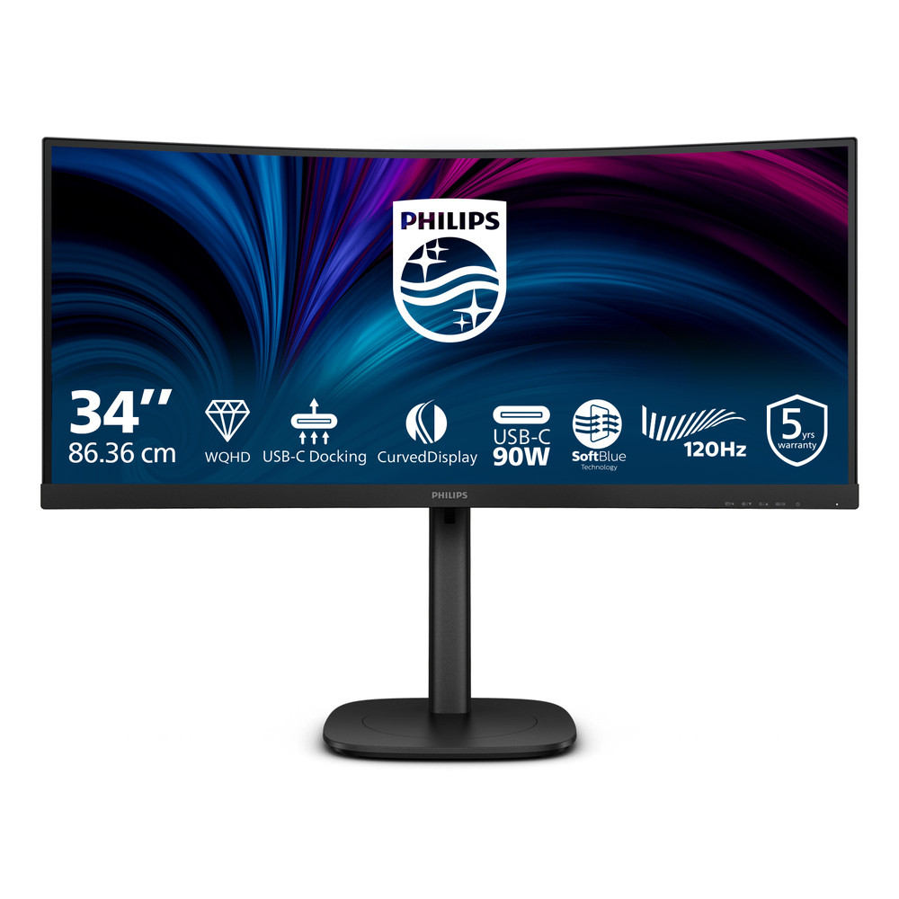 Philips 3000 series 34B2U3600C/00, 86,4 cm (34'), 3440 x 1440 pixels, Wide Quad HD, LCD, 4 ms, Noir