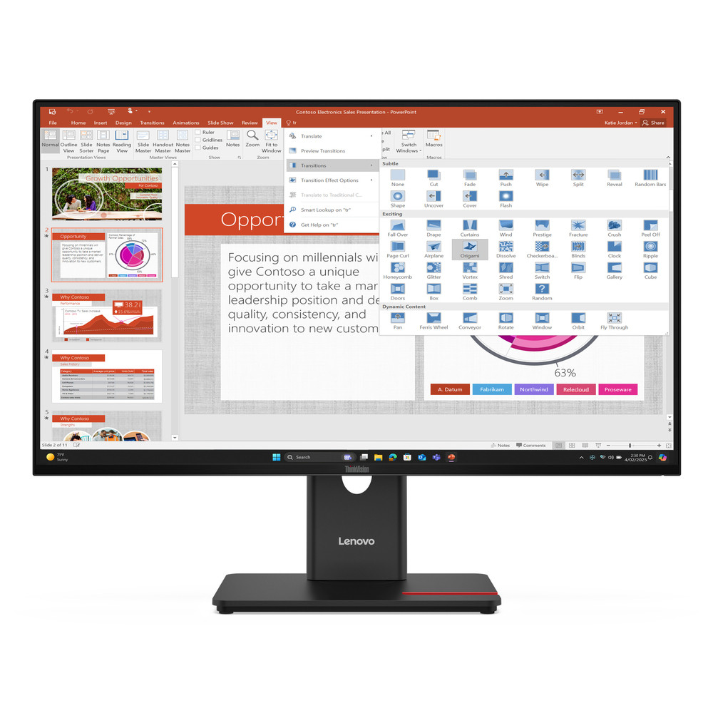 Lenovo ThinkVision T27-40 Moniteur, 68,6 cm (27'), 1920 x 1080 pixels, Full HD, LED, 6 ms, Noir 64A5MAT6EU