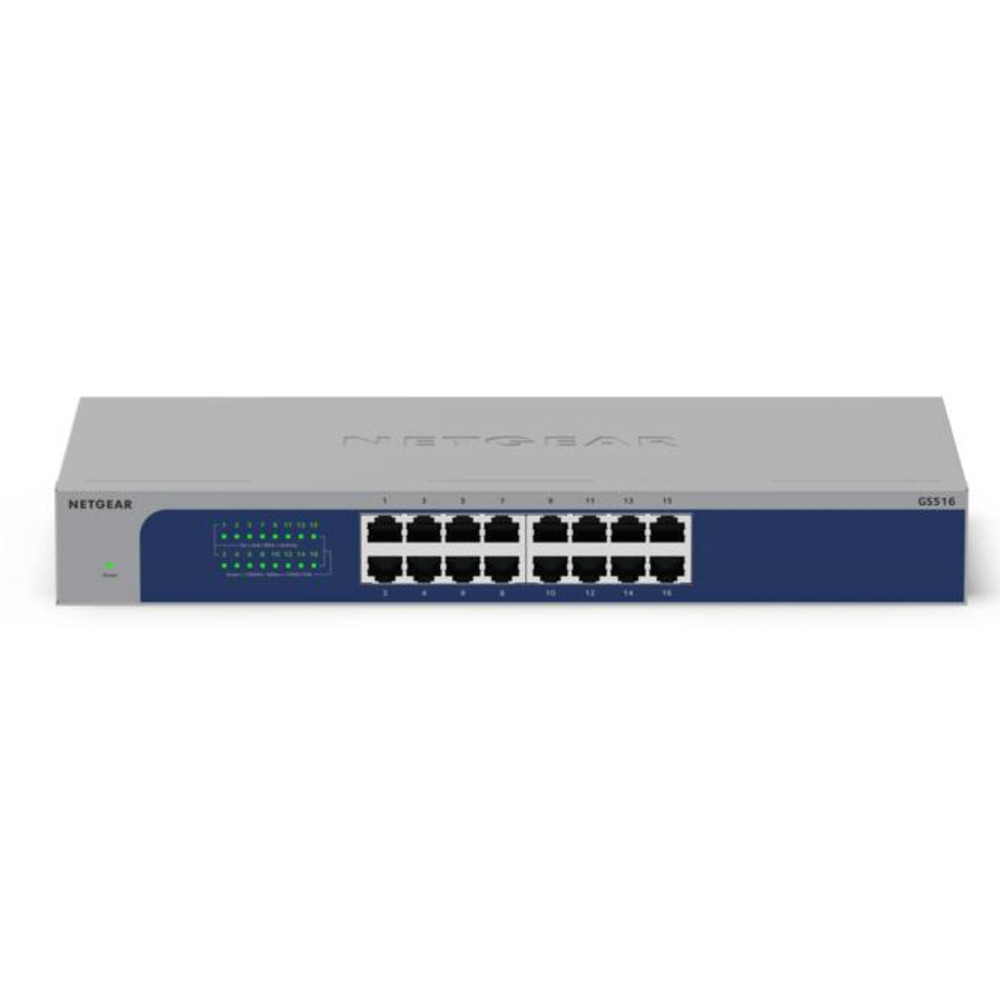 NETGEAR GS516-300EUS, Non-géré, Gigabit Ethernet (10/100/1000), Connexion Ethernet, supportant l'alimentation via ce port (PoE), Grille de montage