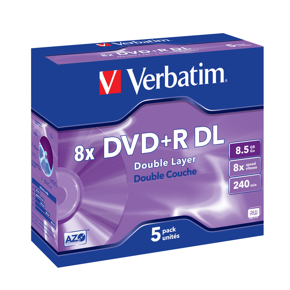 Verbatim DVD+R DL 8.5 Go 8x 240 min par 5 boitier jewel - vue 10