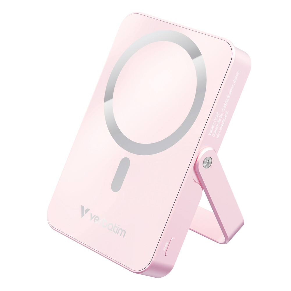 Verbatim Batterie Externe Charge 'n' Go Magnetic Wireless 10000 mAh 35 W Rose - vue 4
