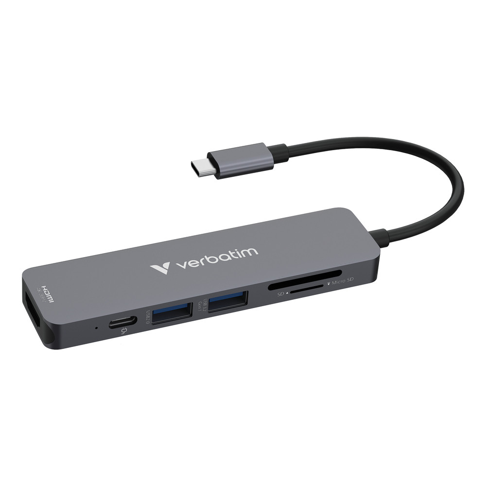 Verbatim 32156, USB 3.2 Gen 1 (3.1 Gen 1) Type-C, HDMI, USB 2.0 Type-A, USB 3.2 Gen 1 (3.1 Gen 1) Type-A, MicroSD (TransFlash), MicroSDHC, MicroSDXC,