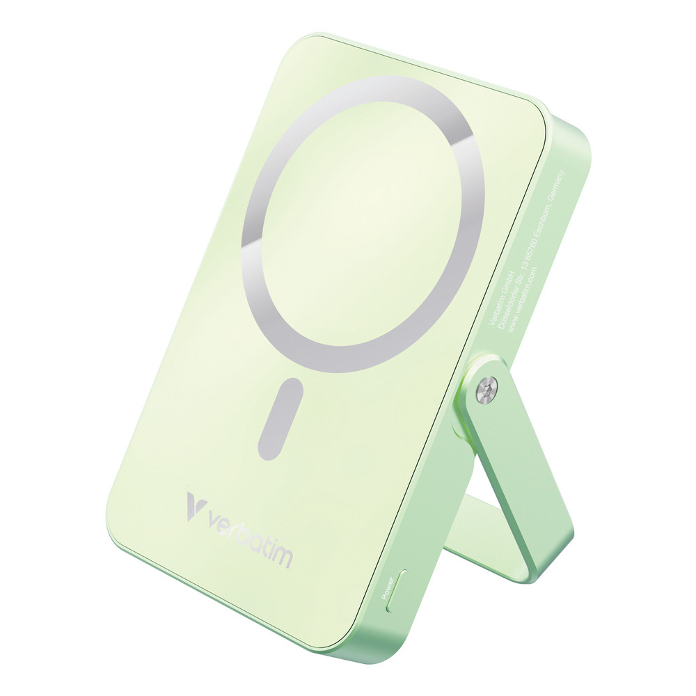 Verbatim Charge 'n' Go Magnetic Wireless, 10000 mAh, Lithium Polymère (LiPo), Recharge sans fil, 35 W, Vert 32259