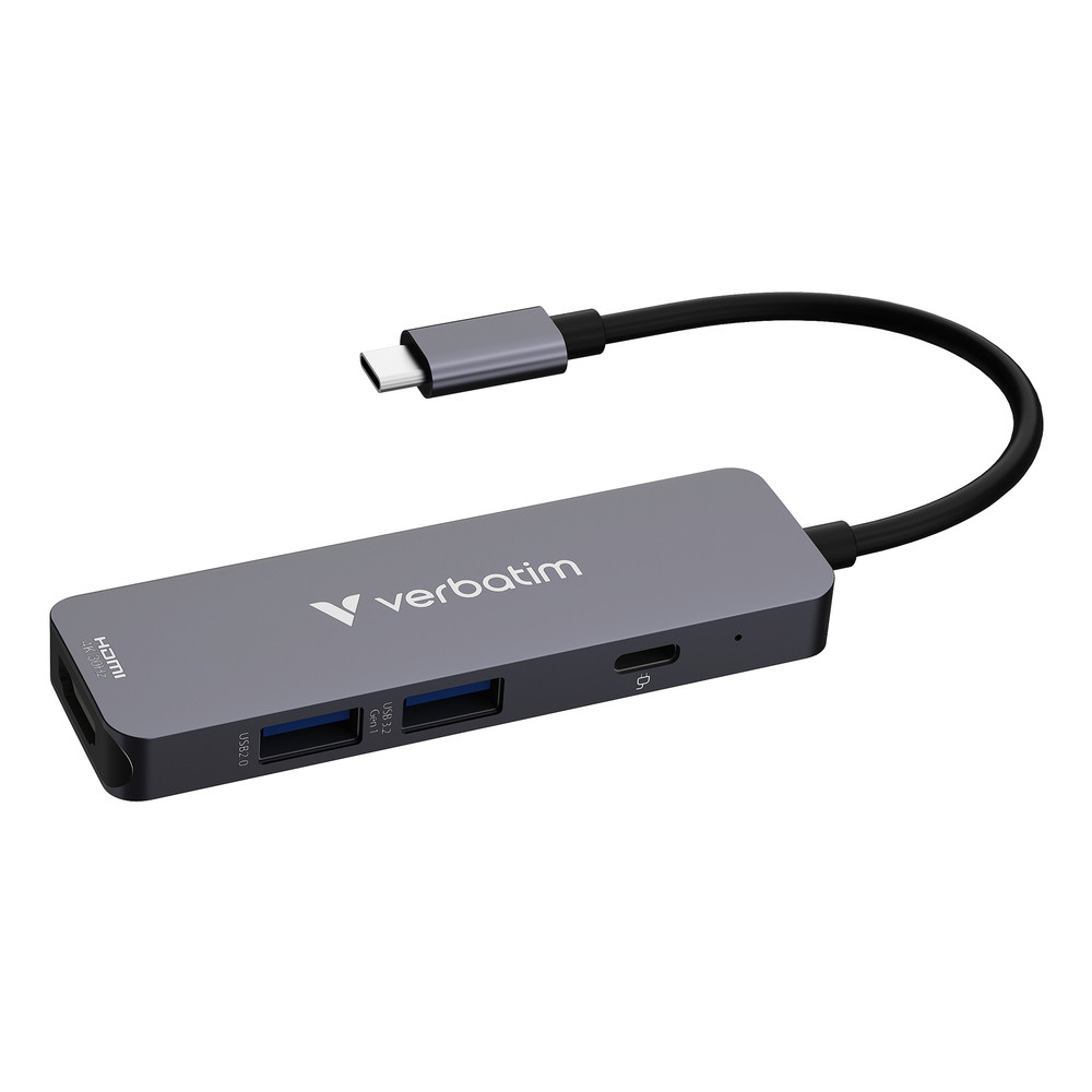 Verbatim 32155, USB 3.2 Gen 1 (3.1 Gen 1) Type-C, HDMI, USB 2.0 Type-A, USB 3.2 Gen 1 (3.1 Gen 1) Type-A, 5000 Mbit/s, 3840 x 2160, 3840 x 2160 pixels