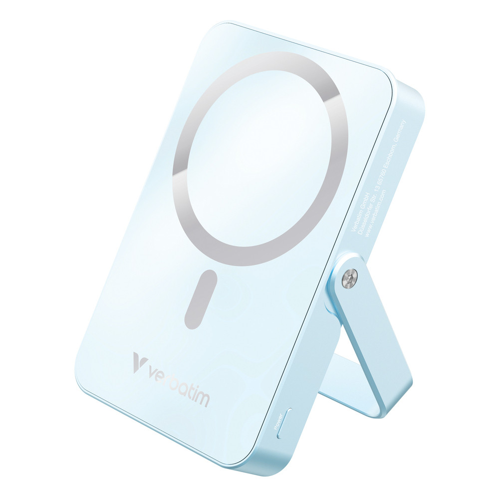Verbatim Charge 'n' Go Magnetic Wireless, 10000 mAh, Lithium Polymère (LiPo), Recharge sans fil, 35 W, Bleu 32266