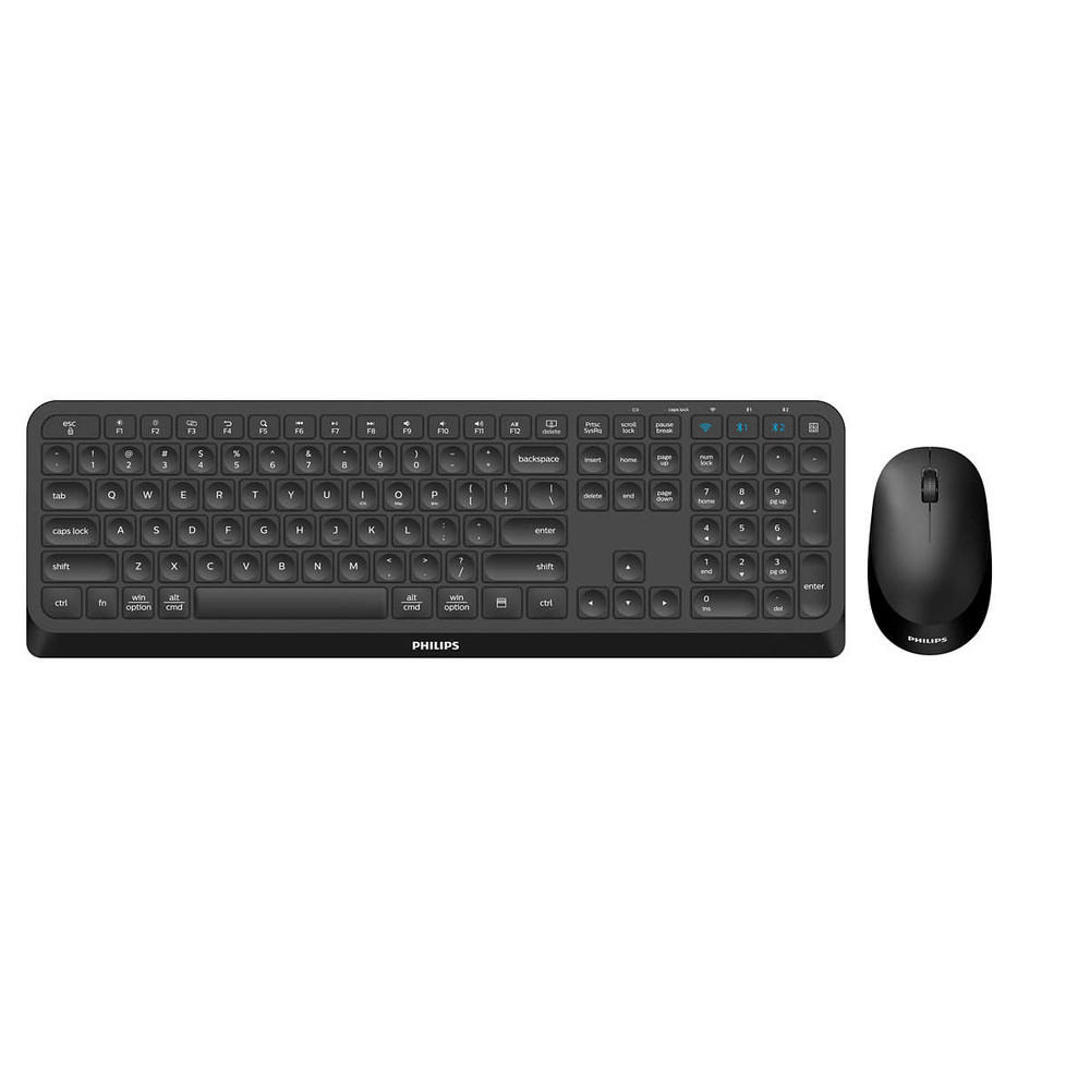 Philips 4000 series SPT6407B/19, Taille réelle (100 %), Sans fil, RF sans fil + Bluetooth, AZERTY, Noir, Souris incluse
