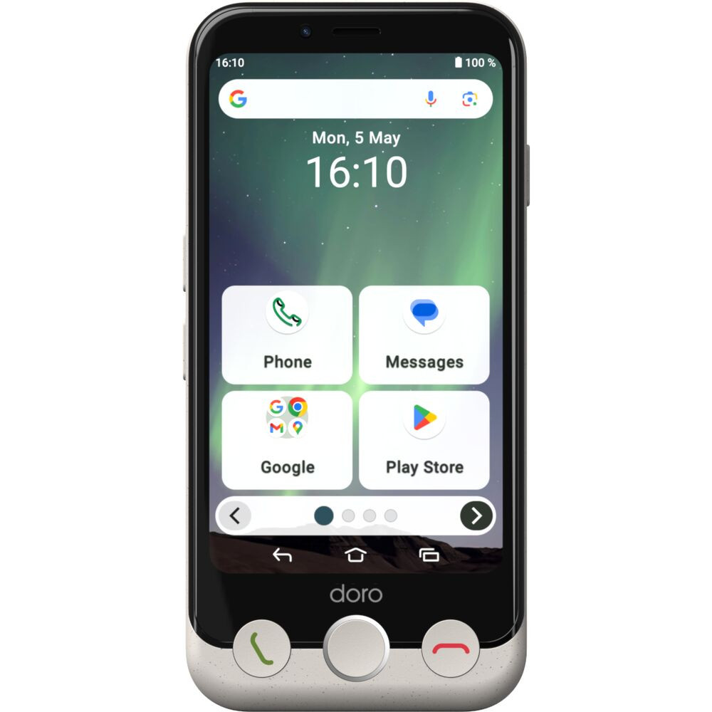 Doro Aurora A10, 11,4 cm (4.5'), 4 Go, 64 Go, 13 MP, Android 14, Noir, Blanc 380532