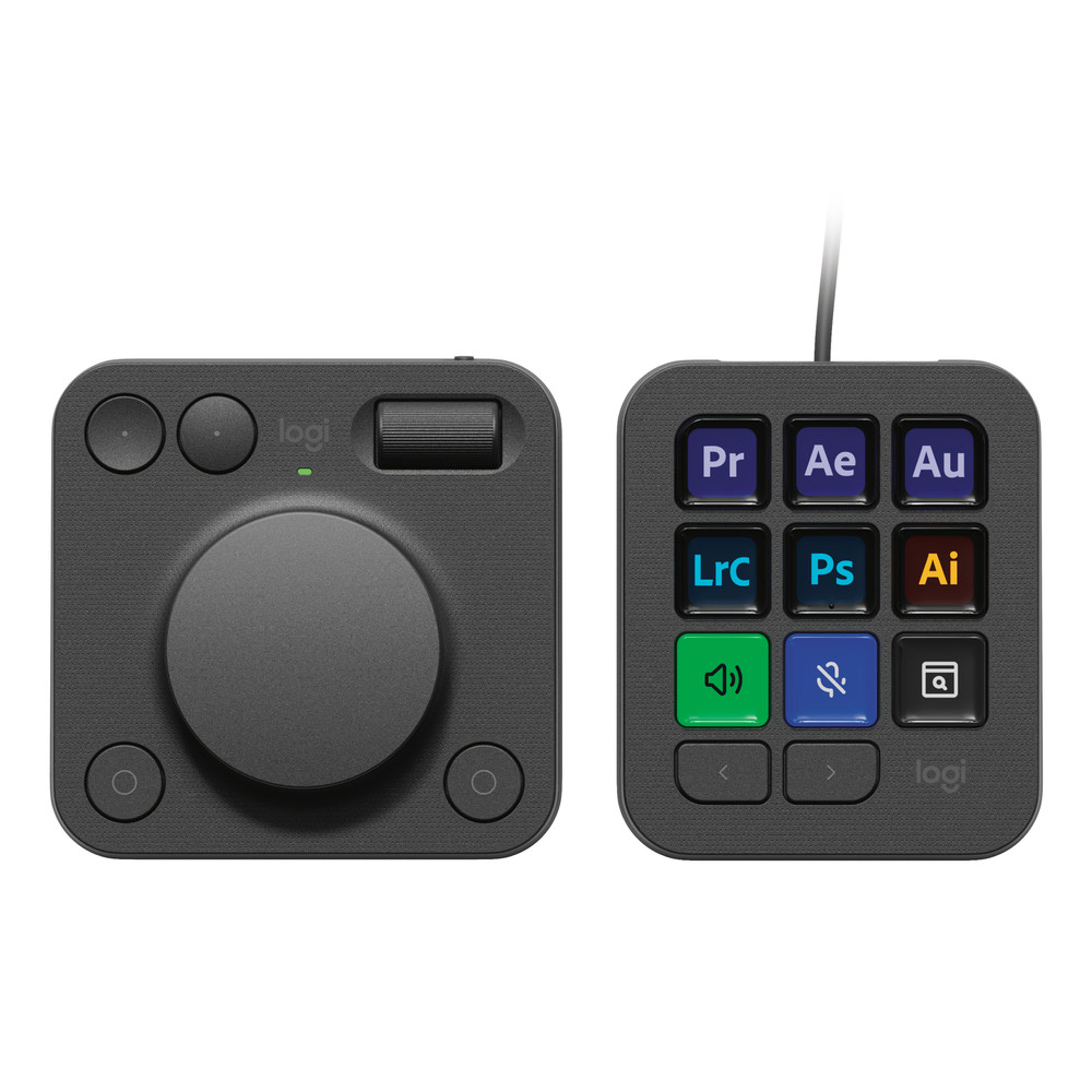 Logitech MX Creative Console, Clavier, Bluetooth/USB, Graphite, App Integrations: -Adobe Lightroom -Adobe Lightroom Classic -Adobe Photoshop -Adobe Pr