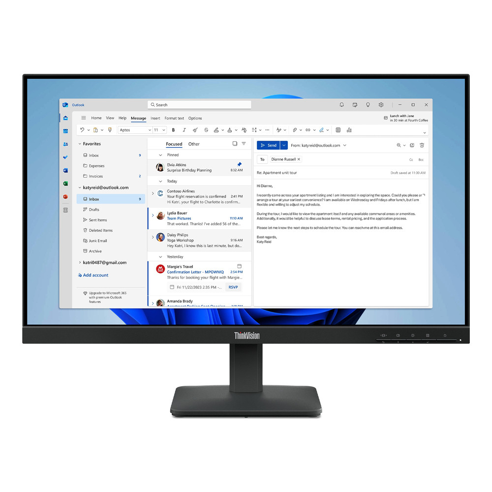 Lenovo ThinkVision S24 4e Écran LED 24 23.8 visualisable 1920 x 1080 Full HD @ 100 Hz IPS 250 cdm² 1300:1 4 ms HDMI VGA corbeau - vue 7