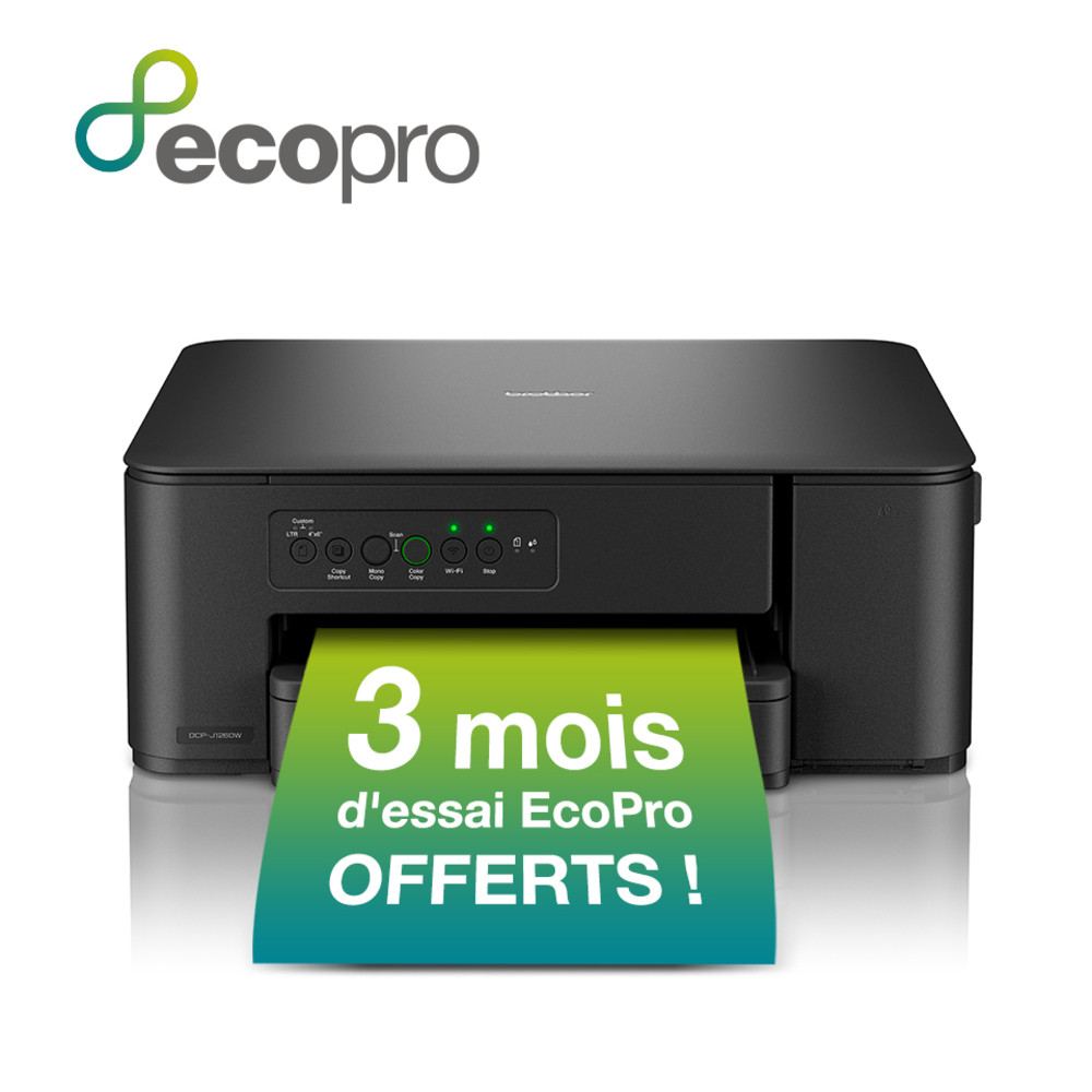 Brother DCP-J1260W Imprimante à jet d'encre compacte sans fil 3-en-1, Jet d'encre, Impression couleur, 1200 x 6000 DPI, Copie couleur, A4, Noir