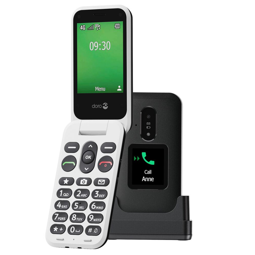 Doro Leva E30, Clapet, SIM unique, 7,11 cm (2.8'), 0,3 MP, 1150 mAh, Noir, Blanc 8993