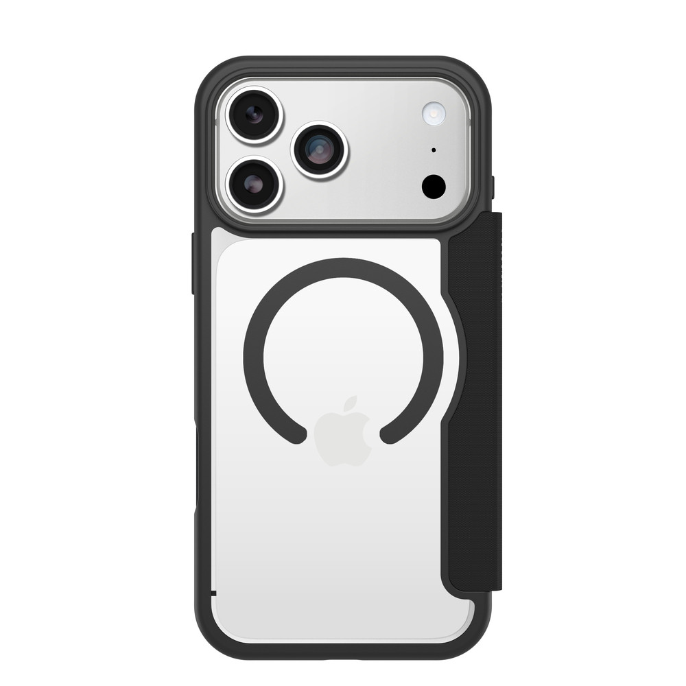 OtterBox React Folio MagSafe Series pour Apple iPhone 17 Pro Max, noir Crystal, transparente/noir, Folio, Apple, iPhone 17 Pro Max, 17,5 cm (6.9'), No