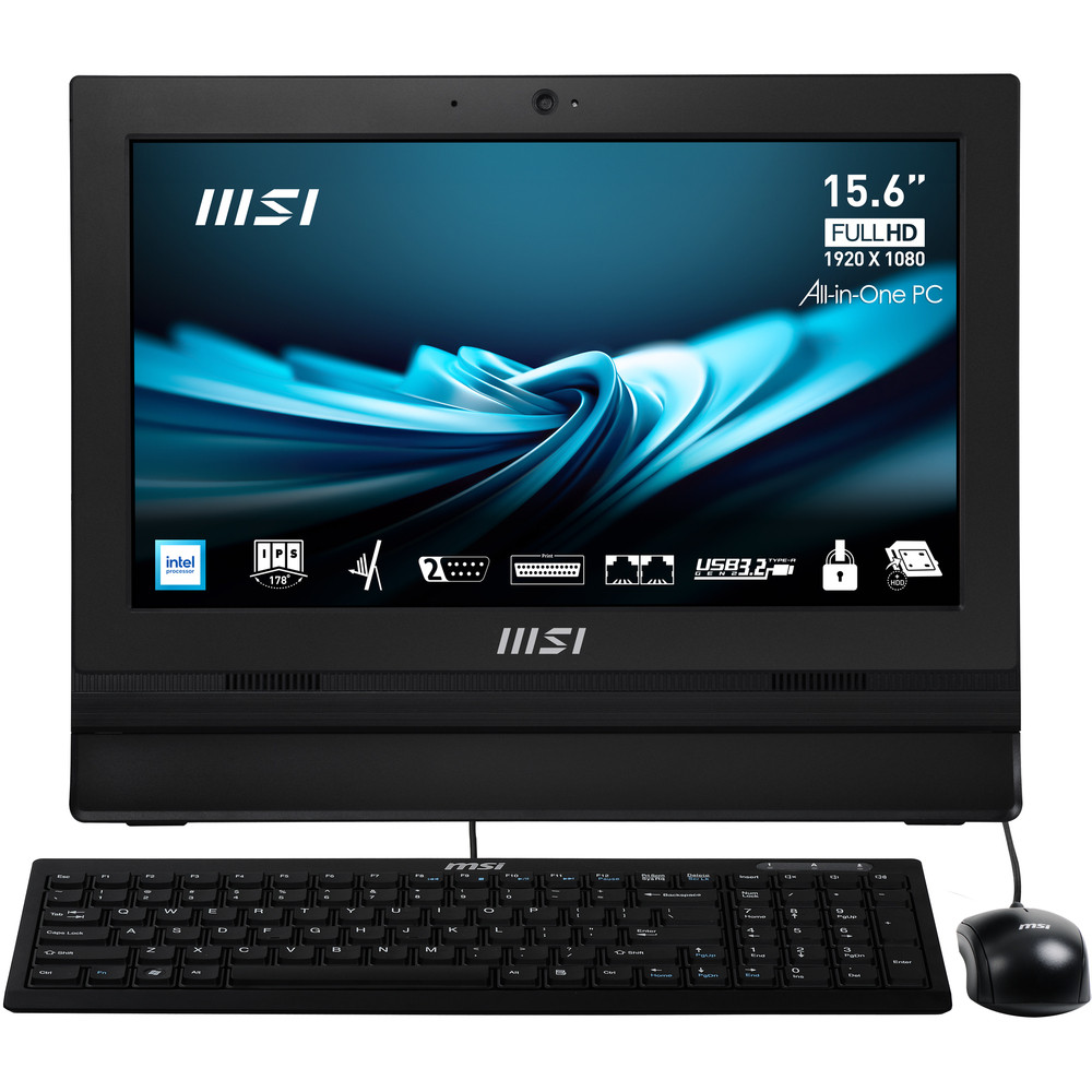 MSI Pro AP162T ADL-042XEU, 39,6 cm (15.6'), Full HD, Intel® N, 8 Go, 256 Go, Noir