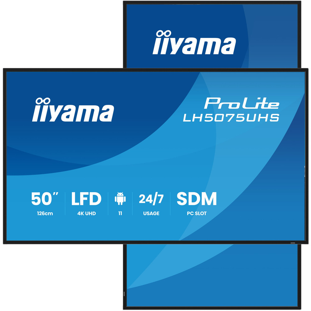 iiyama LH5075UHS-B2AG, Écran plat de signalisation numérique, 125,7 cm (49.5'), LCD, 3840 x 2160 pixels, Wifi, 24/7