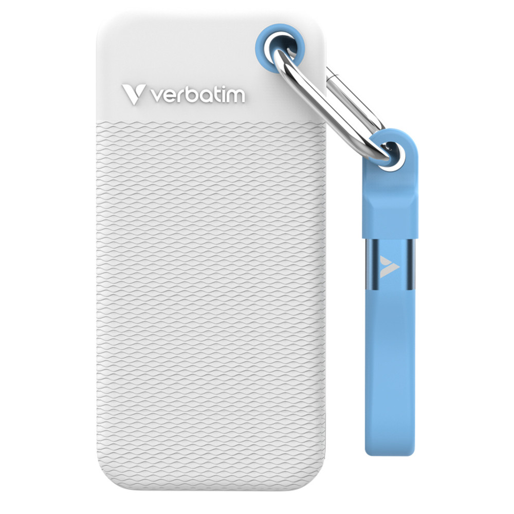 Verbatim Pocket SSD, 1 To, USB Type-C, 3.2 Gen 2 (3.1 Gen 2), 10000 Mo/s, 10 Gbit/s, Bleu, Blanc 32320