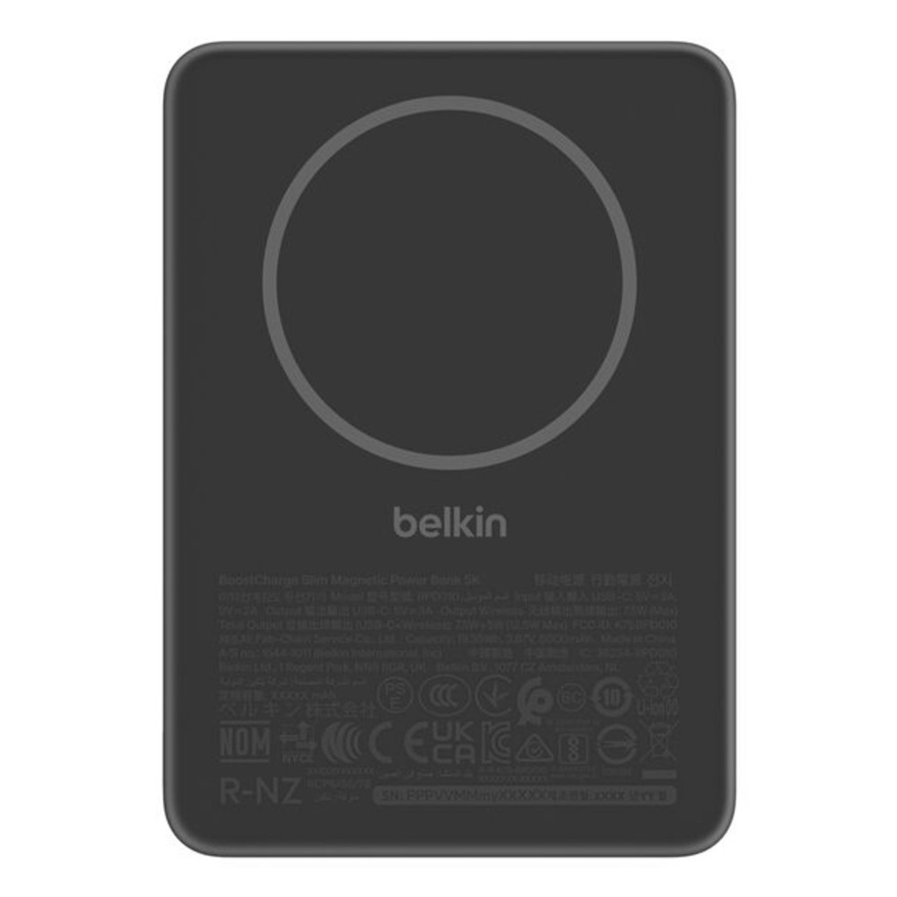Belkin BPD010hqBK, 5000 mAh, Recharge sans fil, 7,5 W, Noir