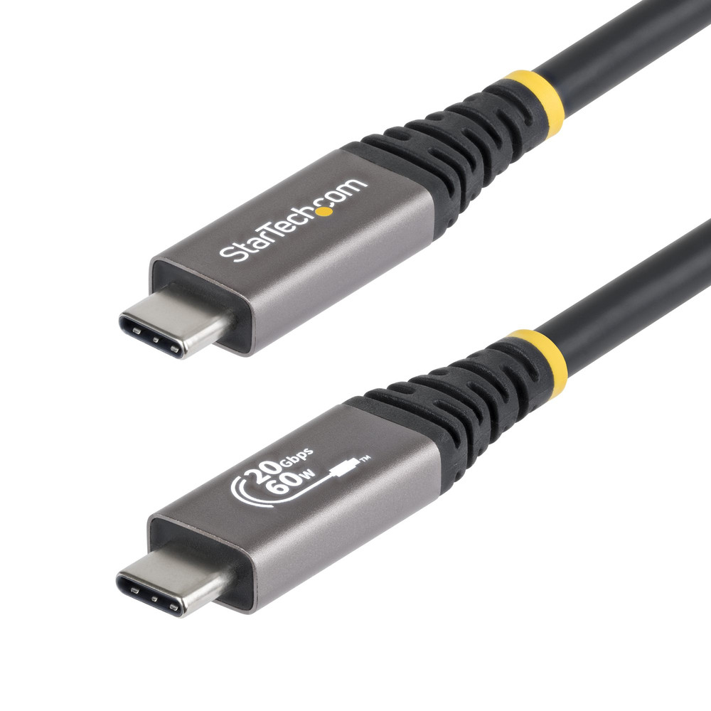 StarTech.com Câble USB4 de 3 20 Gbit/ Câble USB C Certifié USB IF PD 4K 120 Hz DP 2.1 Gaine en TPE Cordon USB C 3 USB C USB C