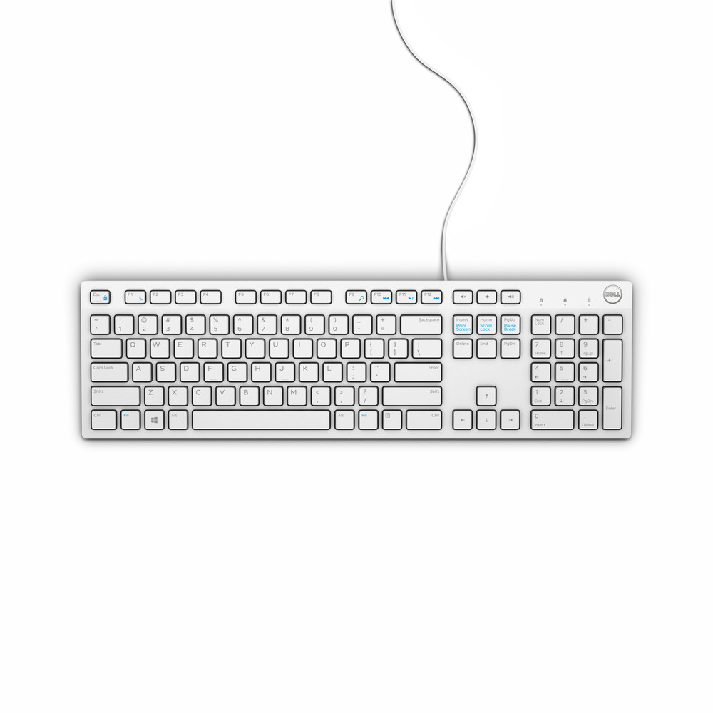 DELL Clavier filaire - KB216 - États-Unis international (QWERTY) - blanc, Taille réelle (100 %), Avec fil, USB, QWERTY, Blanc KB216-WH-ENG-INT
