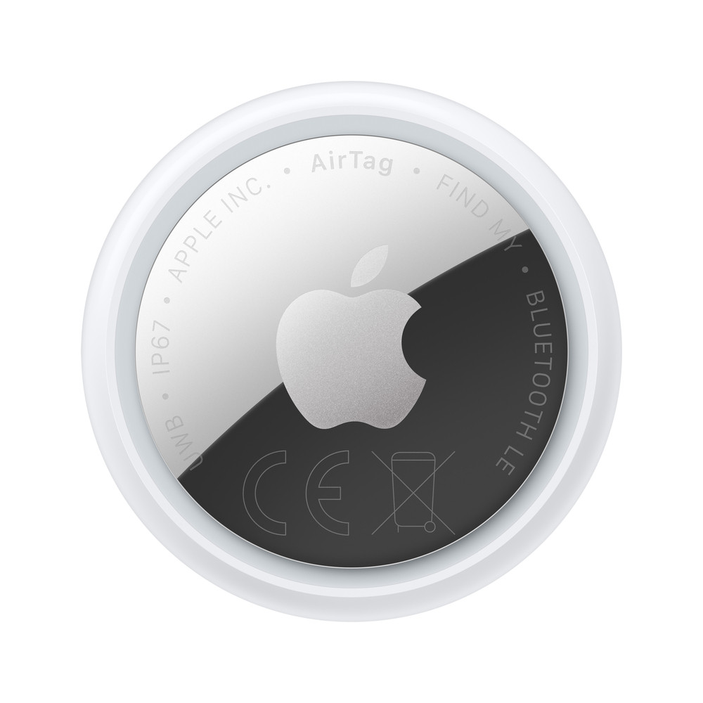 Apple AirTag, Personnel, Recherche, Argent, Blanc, Résistant à la poussière, Résistant à l?eau, Anti-éclaboussures, Plastique recyclé, CR2032 MFE94ZM/