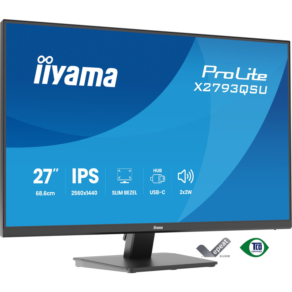 iiyama ProLite X2793QSU-B1, 68,6 cm (27'), 2560 x 1440 pixels, Quad HD, LED, 1 ms, Noir