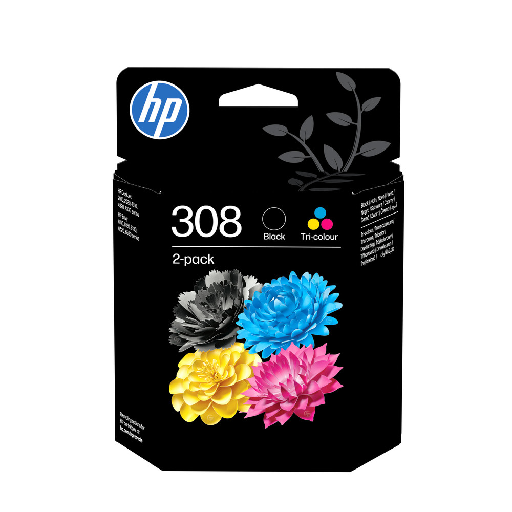 HP 308 Pack de 2 cartouches d'encre authentiques Trois couleurs Neuf - vue 4