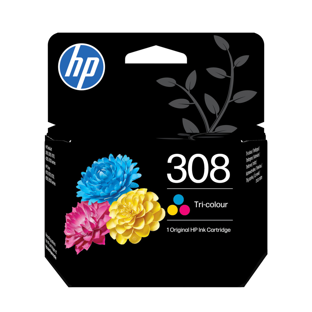 HP 308 jaune cyan original cartouche d'encre - vue 2