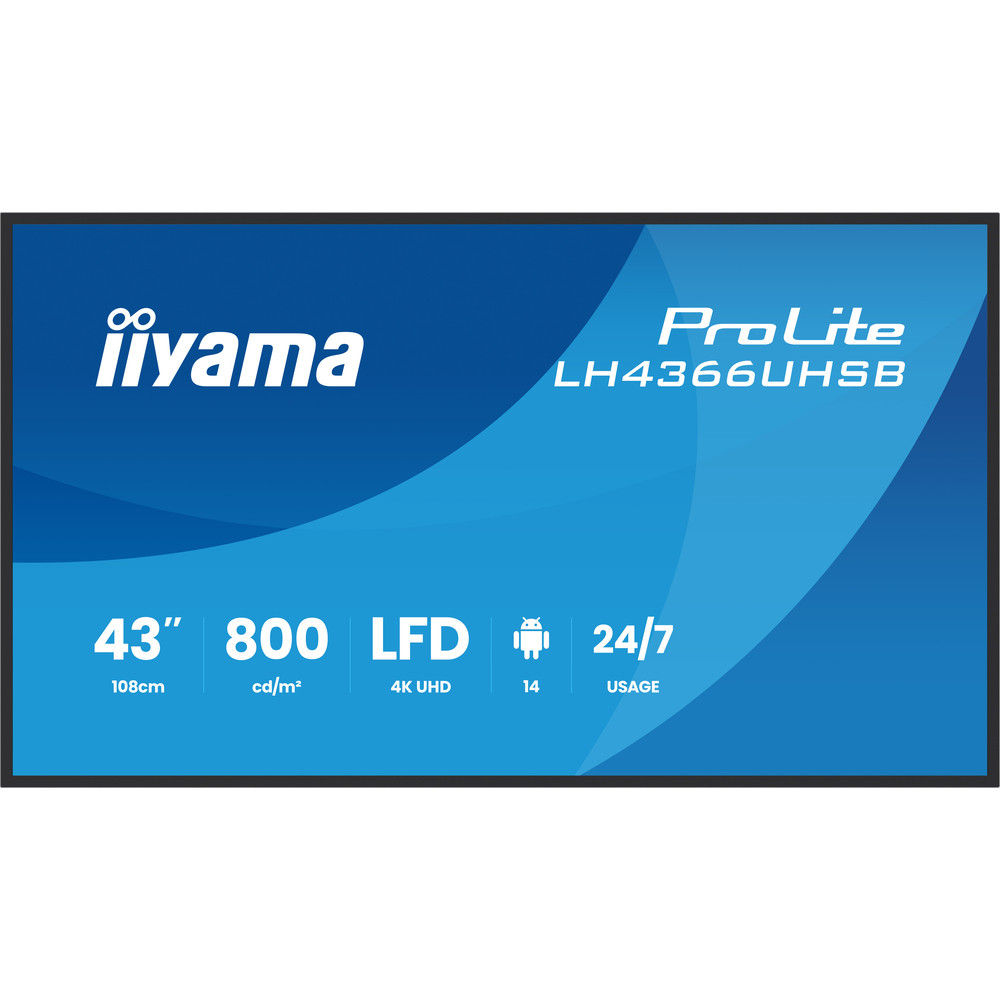 iiyama LH4366UHSB B1AG Écran d'affichage dynamique Écran plat de signalisation numérique 43 LCD Wifi 800 cdm² 4K Ultra HD Intégré dans le processeur Android 247 - vue 4