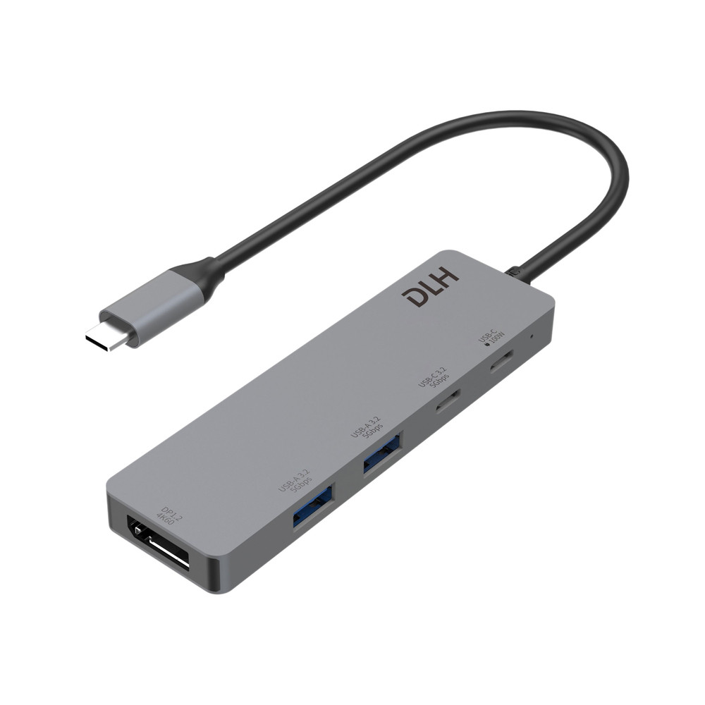 DLH DY-HB5575, Avec fil, USB 3.2 Gen 1 (3.1 Gen 1) Type-C, 100 W, Gris, 5 Gbit/s, 4K Ultra HD