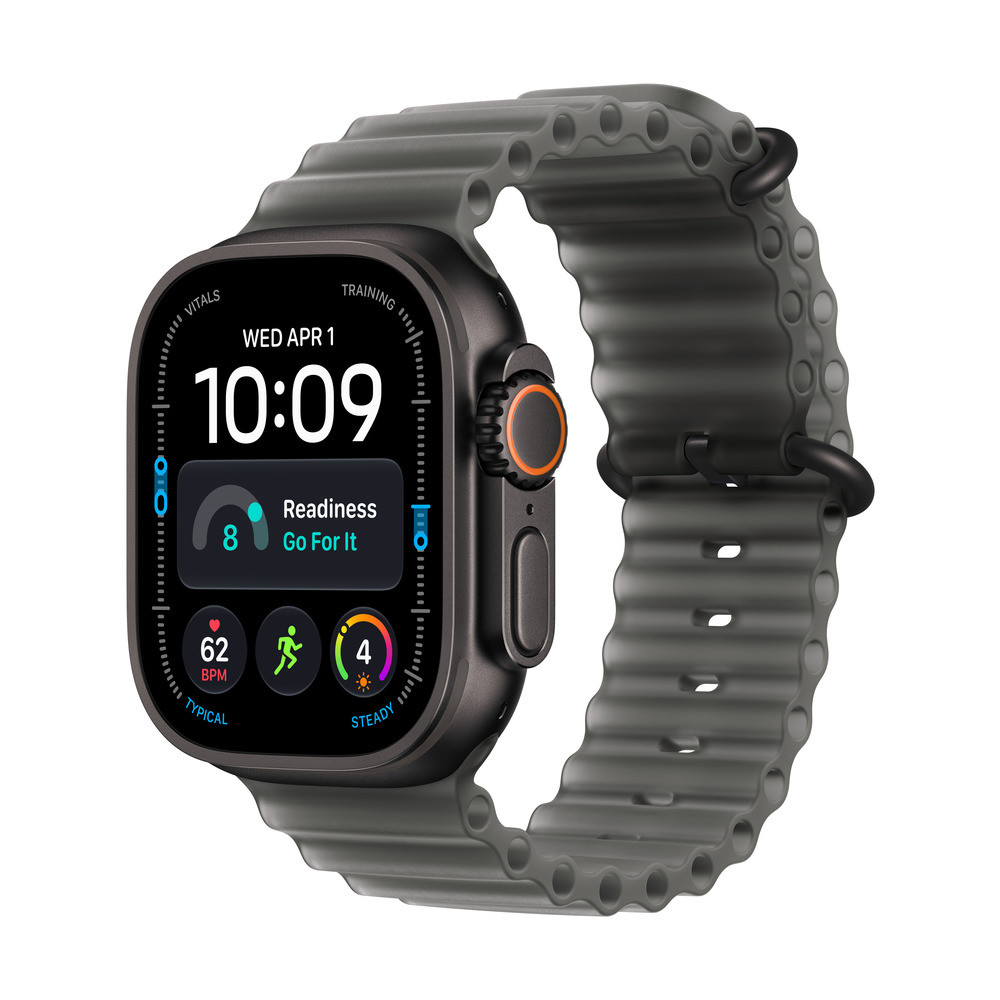 Apple Watch Ultra 4 GPS + Cellular 49 mm Boîtier en titane Noir avec Bracelet Océan Noir translucide Gris - vue 3