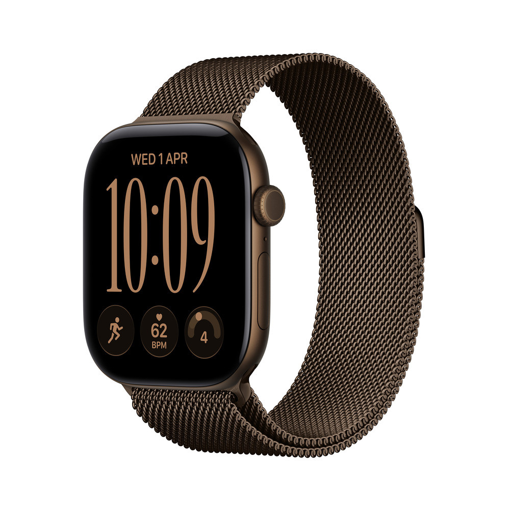 Apple Watch Series 12 GPS + Cellular 42 mm Boîtier en aluminium Bronze foncé avec Boucle milanaise Gris - vue 2