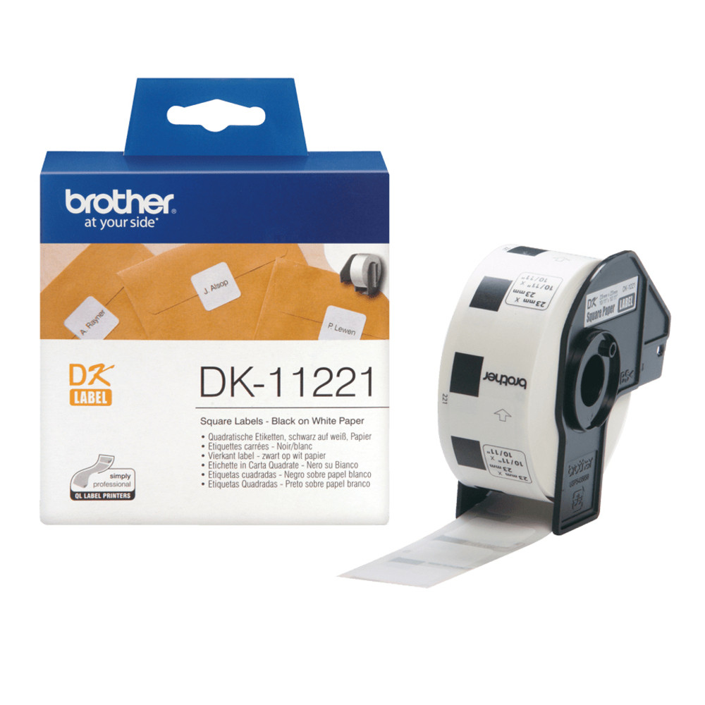 Brother DK 11221 Rouleau d'étiquettes original sur 23 x 23 mm sur 1000 pièce DK Thermique directe Brother