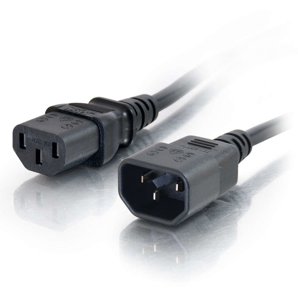 C2G Cordon d'extension d'alimentation pour ordinateur AWG 18 (IEC320C13 à IEC320C14) de 5 M, 5 m, Coupleur C13, Coupleur C14, 250 V, 10 A 88506