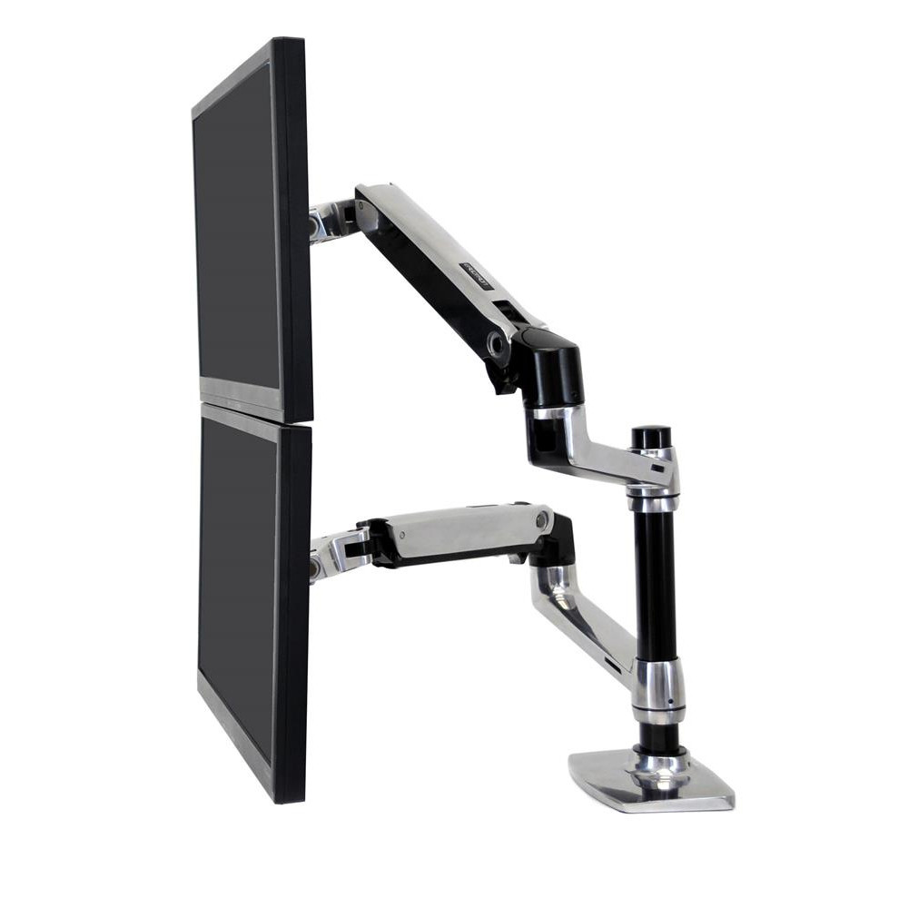 Ergotron LX Series Dual Stacking Arm, 18,1 kg, 61 cm (24'), 75 x 75 mm, 100 x 100 mm, Réglage de la hauteur, Argent 45-248-026