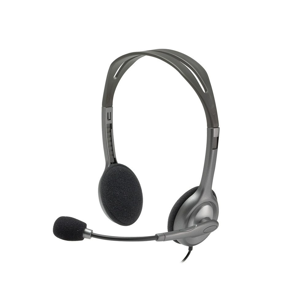 Logitech H110 headset, Avec fil, Bureau/Centre d'appels, 20 - 20000 Hz, 74 g, Casque, Noir, Argent 981-000271