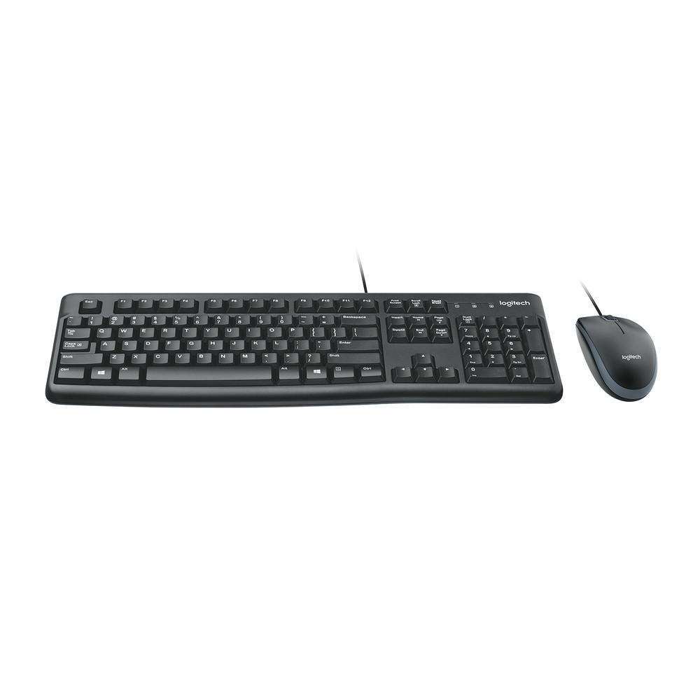 Logitech MK120, Taille réelle (100 %), Avec fil, USB, QWERTY, Noir, Souris incluse 920-002552