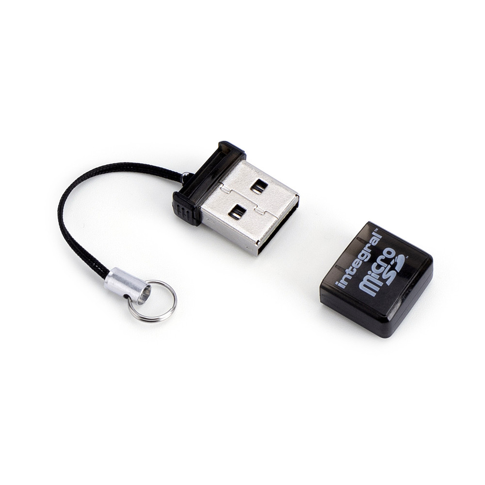 Integral USB2.0 CARDREADER SINGLE SLOT MSD, MicroSD (TransFlash), MicroSDHC, MicroSDXC, Noir, 480 Mbit/s, USB 2.0, 14 mm, 5 mm INCRMSDMINIUSB