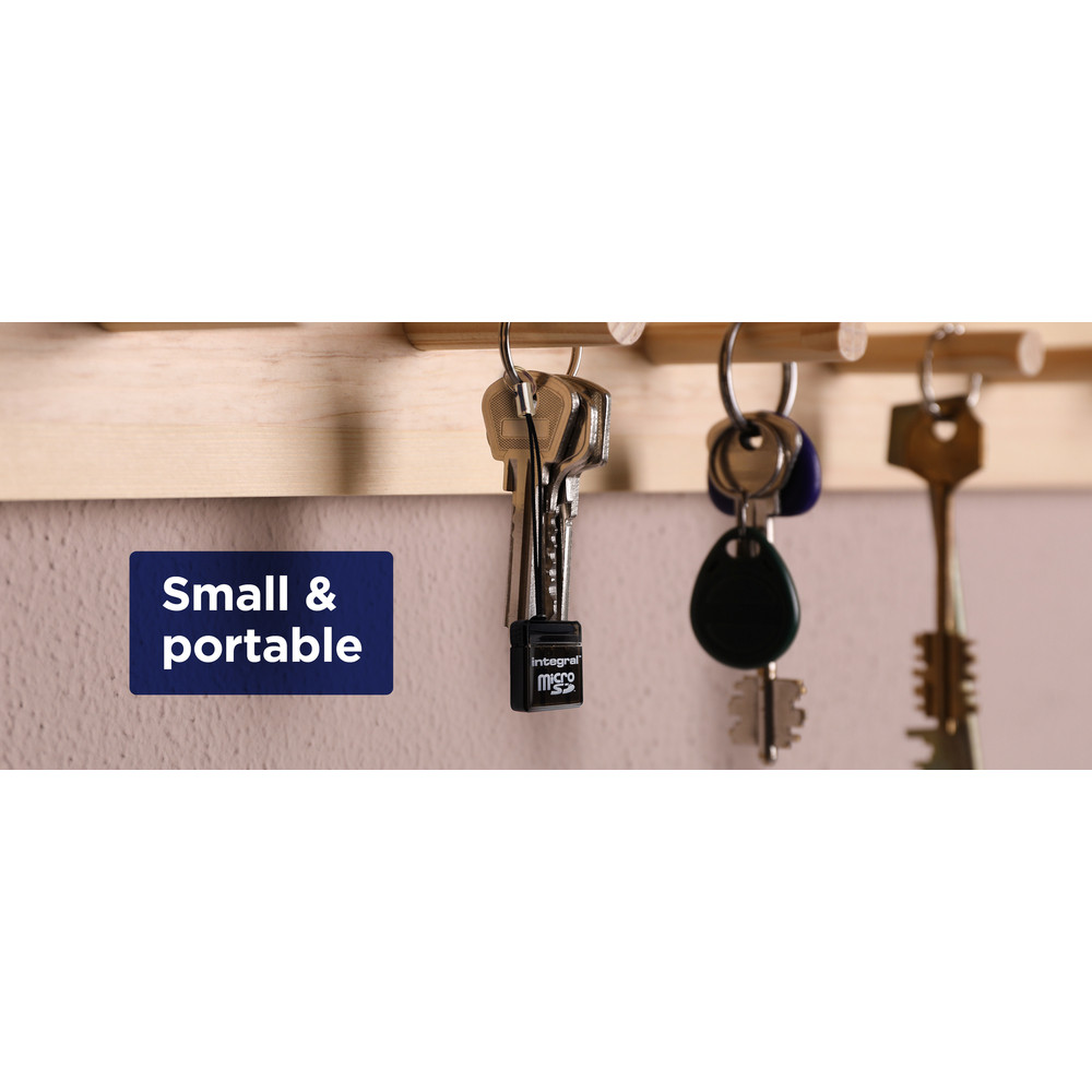 Integral INCRMSDMINIUSB, MicroSD (TransFlash), MicroSDHC, MicroSDXC, Noir, 480 Mbit/s, USB 2.0, 14 mm, 5 mm