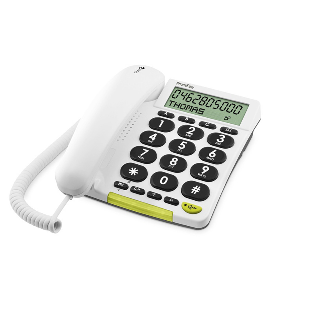 Doro Phone Easy 312Cs, Tlphone analogique, Haut-parleur, 30 entres, Identification de l'appelant, Blanc 5640