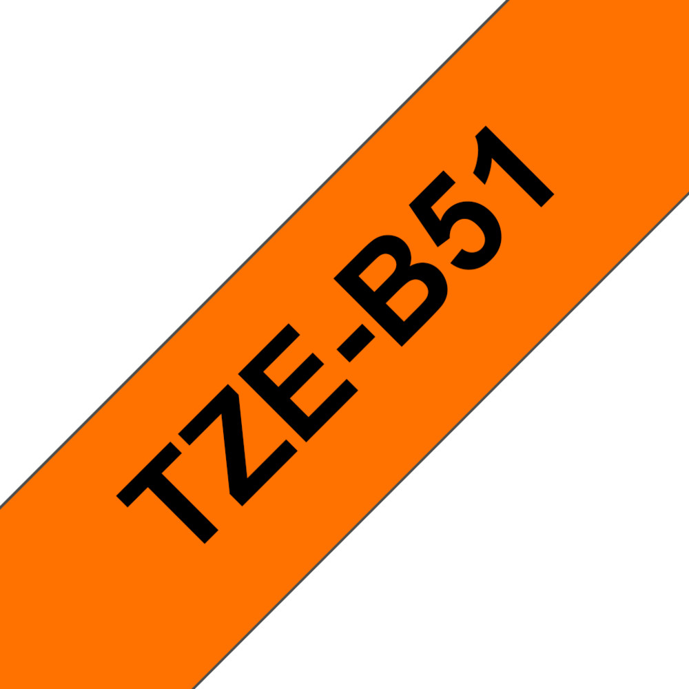 Brother TZE-B51, Noir sur fond orange fluorescent, TZe, Gris, Transfert thermique, Chine, 5 année(s)