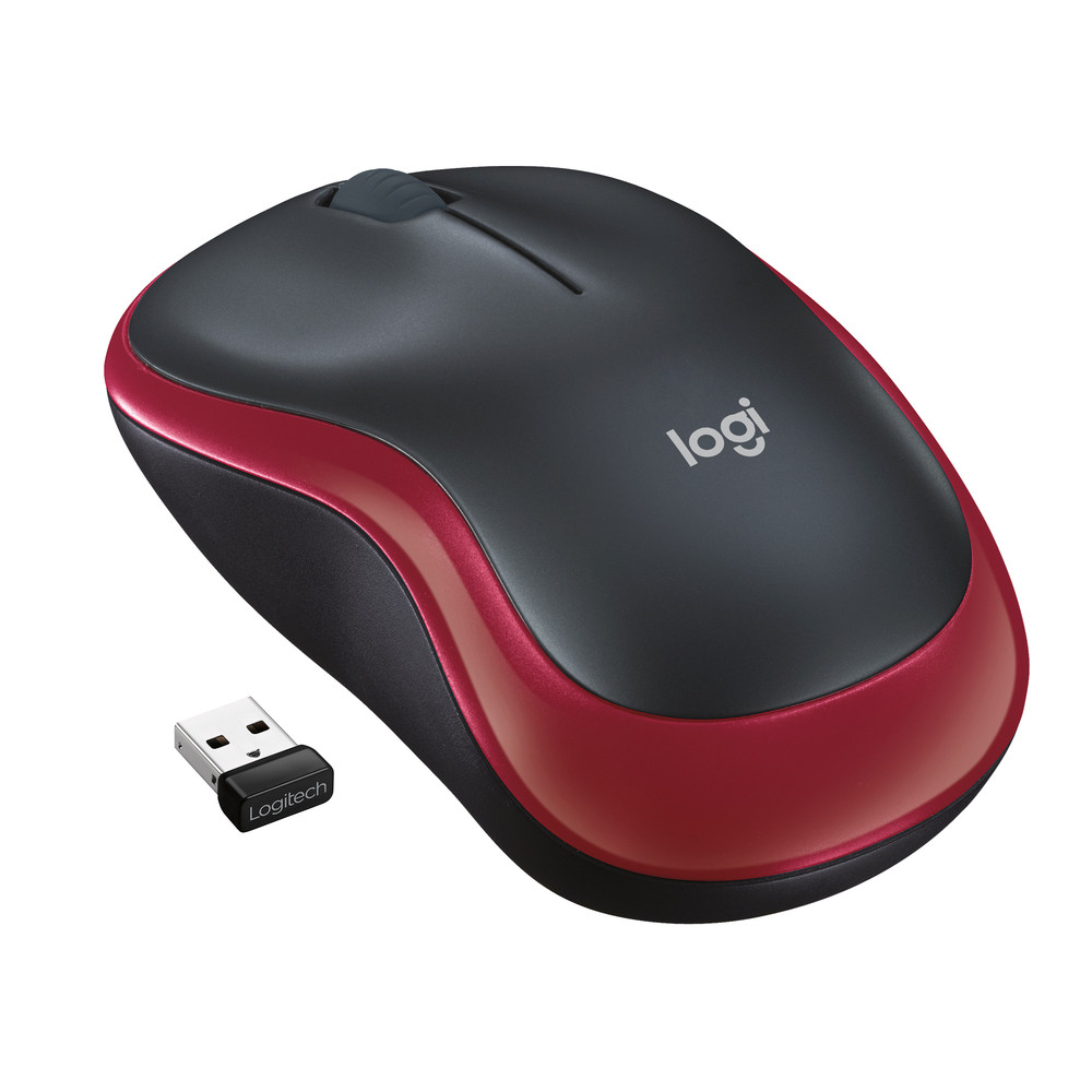 Logitech M185, Ambidextre, Optique, RF sans fil, 1000 DPI, Rouge 910-002237