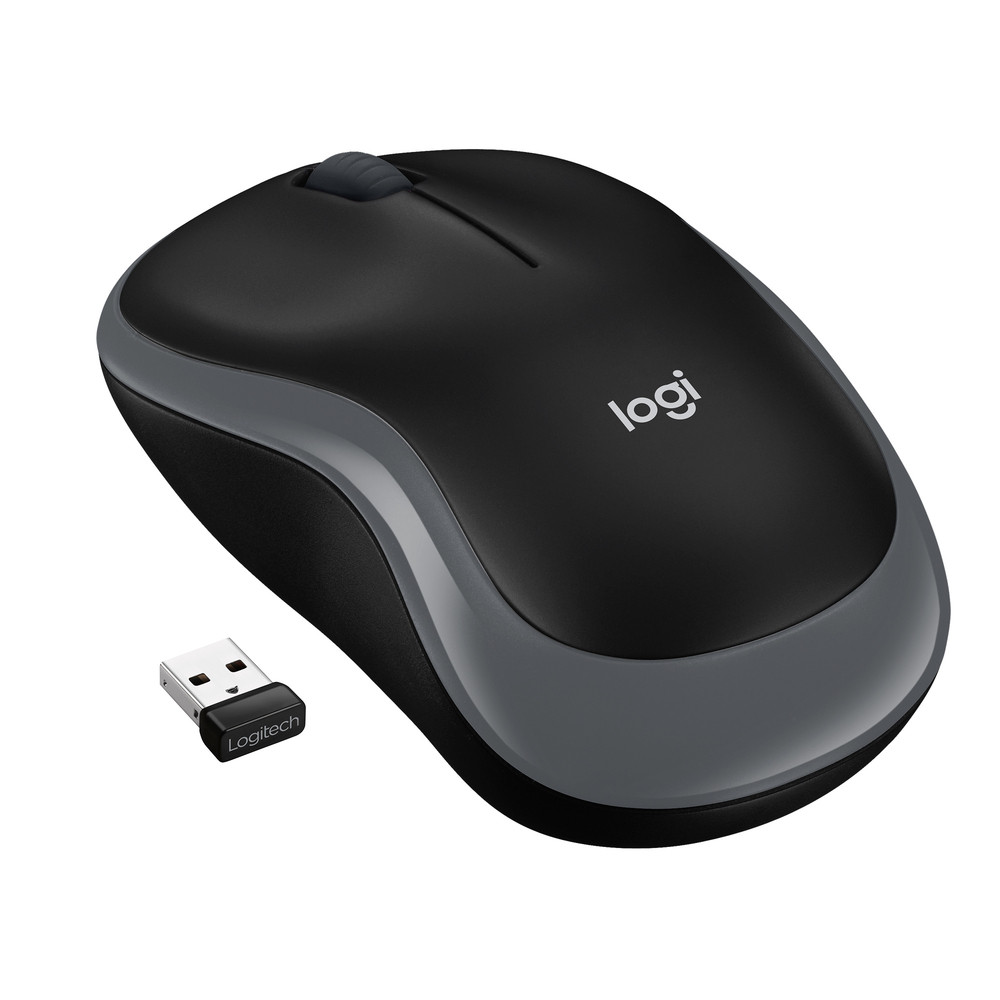 Logitech M185, Ambidextre, Optique, RF sans fil, 1000 DPI, Gris 910-002238