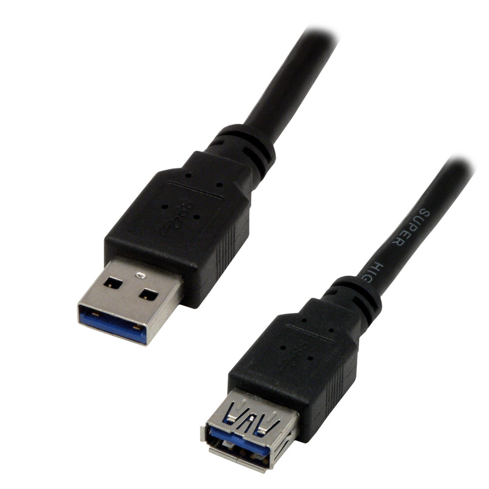 MCL USB 3.0, M/FM, 1.8m, 1,8 m, USB A, USB A, USB 3.2 Gen 1 (3.1 Gen 1), Mâle/Femelle, Noir MC923AMF-2M/N