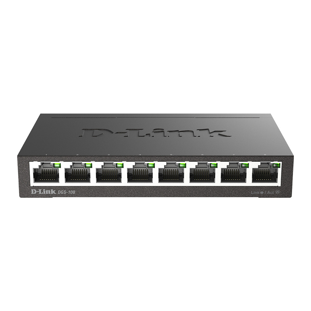 D-Link DGS-108, Non-gr, L2, Gigabit Ethernet (10/100/1000), Full duplex