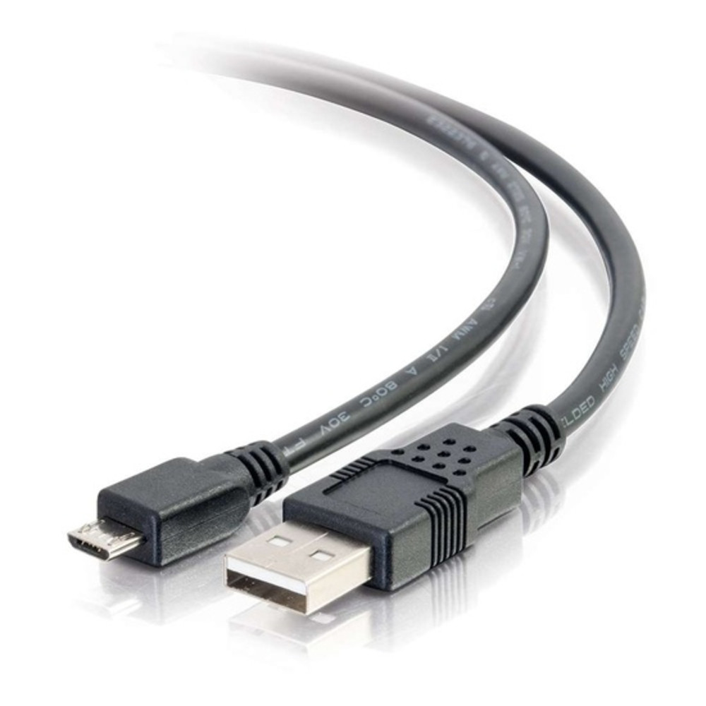 C2G 2 m Câble USB 2.0 A vers Micro-B mâle vers mâle - Noir, 2 m, USB A, Micro-USB B, USB 2.0, 0,48 Gbit/s, Noir CG27365