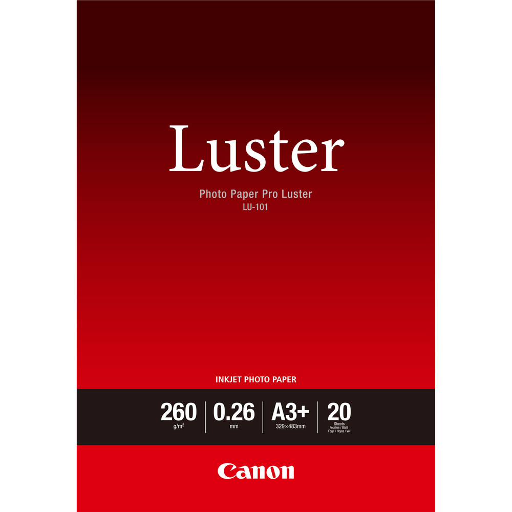 Canon Papier Photo Professionnel Lustré LU-101 A3 Plus 20 feuilles, Satin, 260 g/m², Blanc, 260 µm, 10 - 35 °C, 10 - 35 °C 6211B008