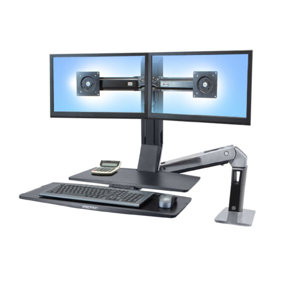 Ergotron WorkFit -A, Dual, 11,3 kg, 55,9 cm (22'), 75 x 75 mm, 100 x 100 mm, Noir 24-316-026