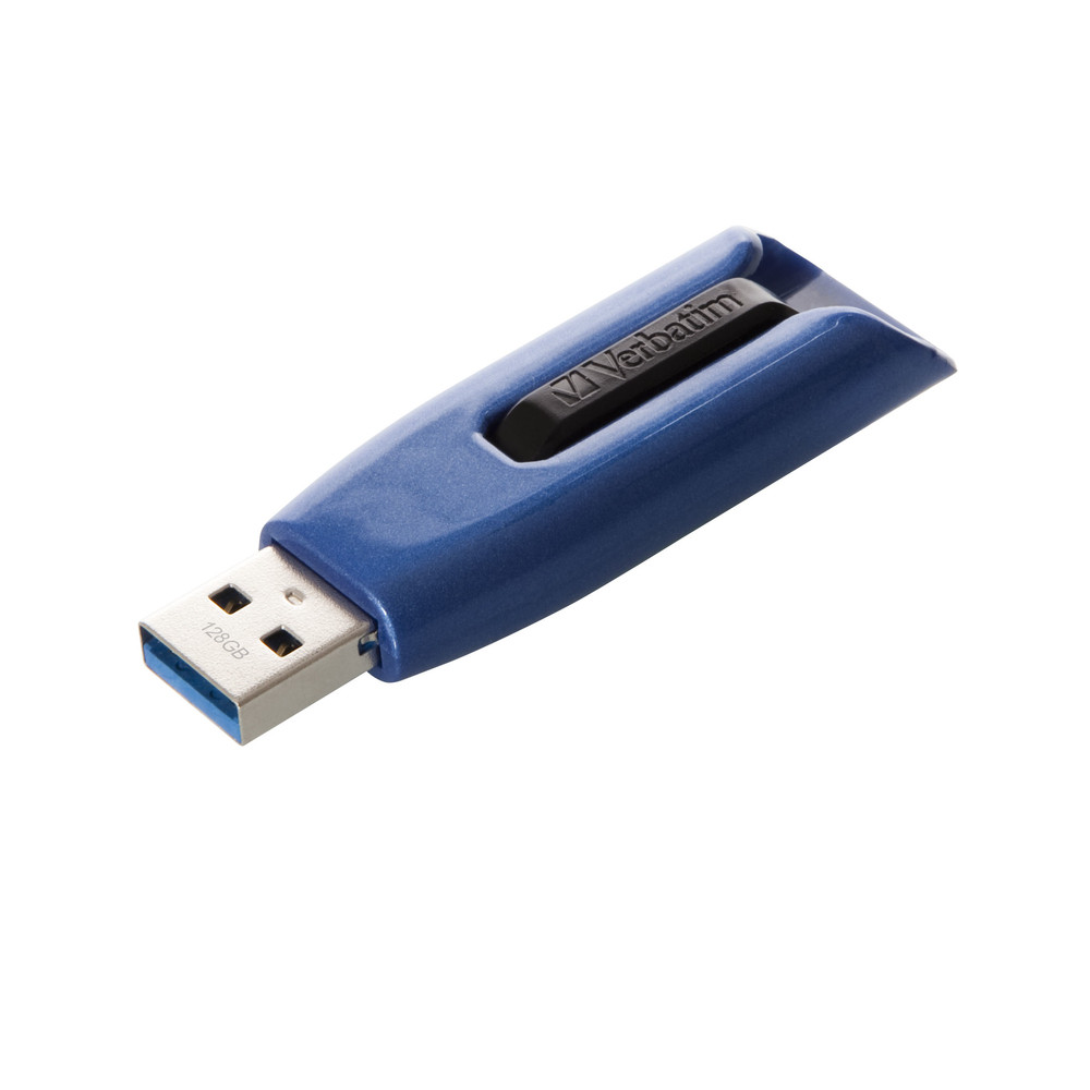 Verbatim Clé USB V3 MAX de 128 Go, 128 Go, USB Type-A, 3.2 Gen 1 (3.1 Gen 1), 175 Mo/s, Slide, Noir, Bleu 49808