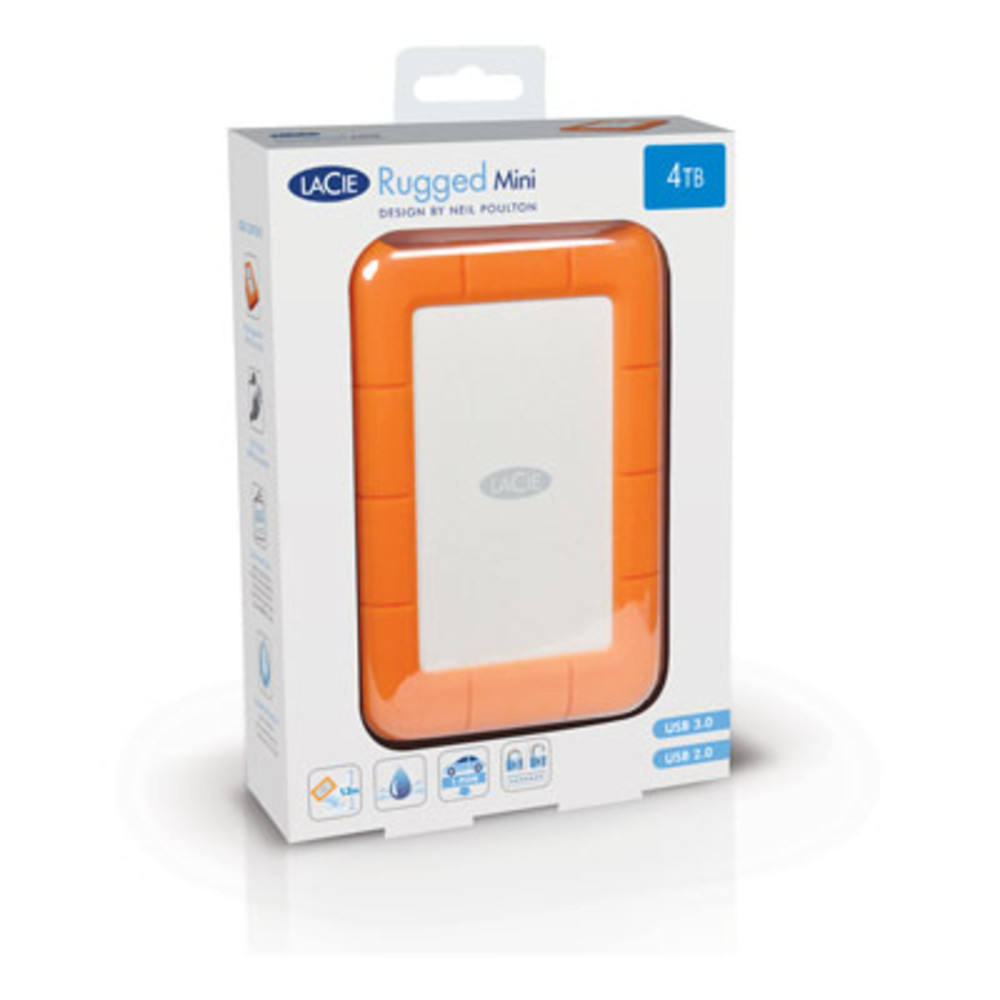 LaCie Rugged Mini, 2000 Go, 3.2 Gen 1 (3.1 Gen 1), 5400 tr/min, Orange, Argent LAC9000298