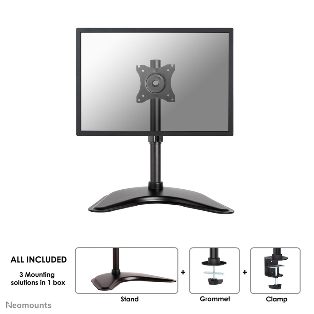 Neomounts NM-D335BLACK Support d'écran à poser 10-30', Pince/Autoportant/Passe-câble, 10 kg, 25,4 cm (10'), 76,2 cm (30'), 100 x 100 mm, Noir